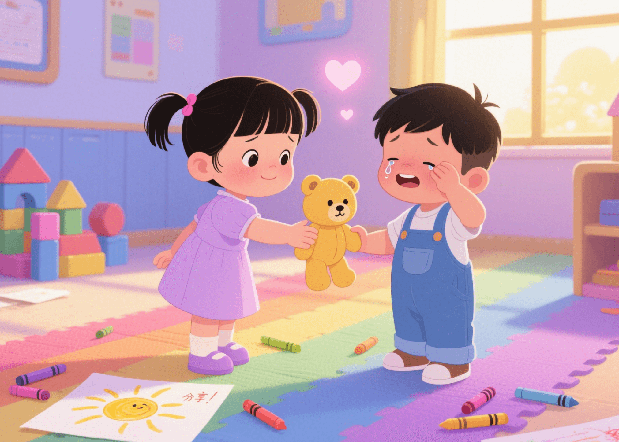 孩子第一次帮助他人的瞬间